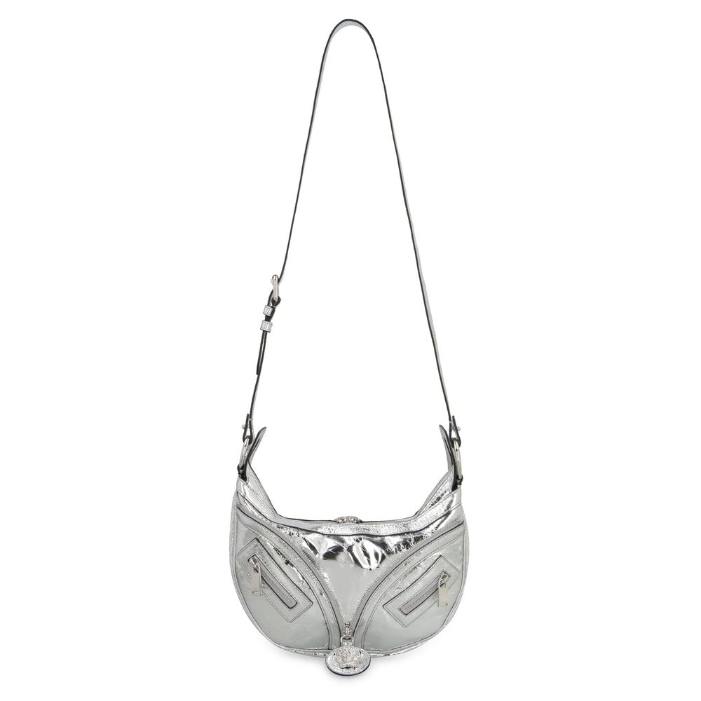 Versace Silver Lamb Leather Shoulder Bag Versace