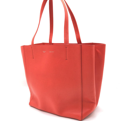 Celine Cabas Phantom Red Pebbled Leather Tote Bag Celine