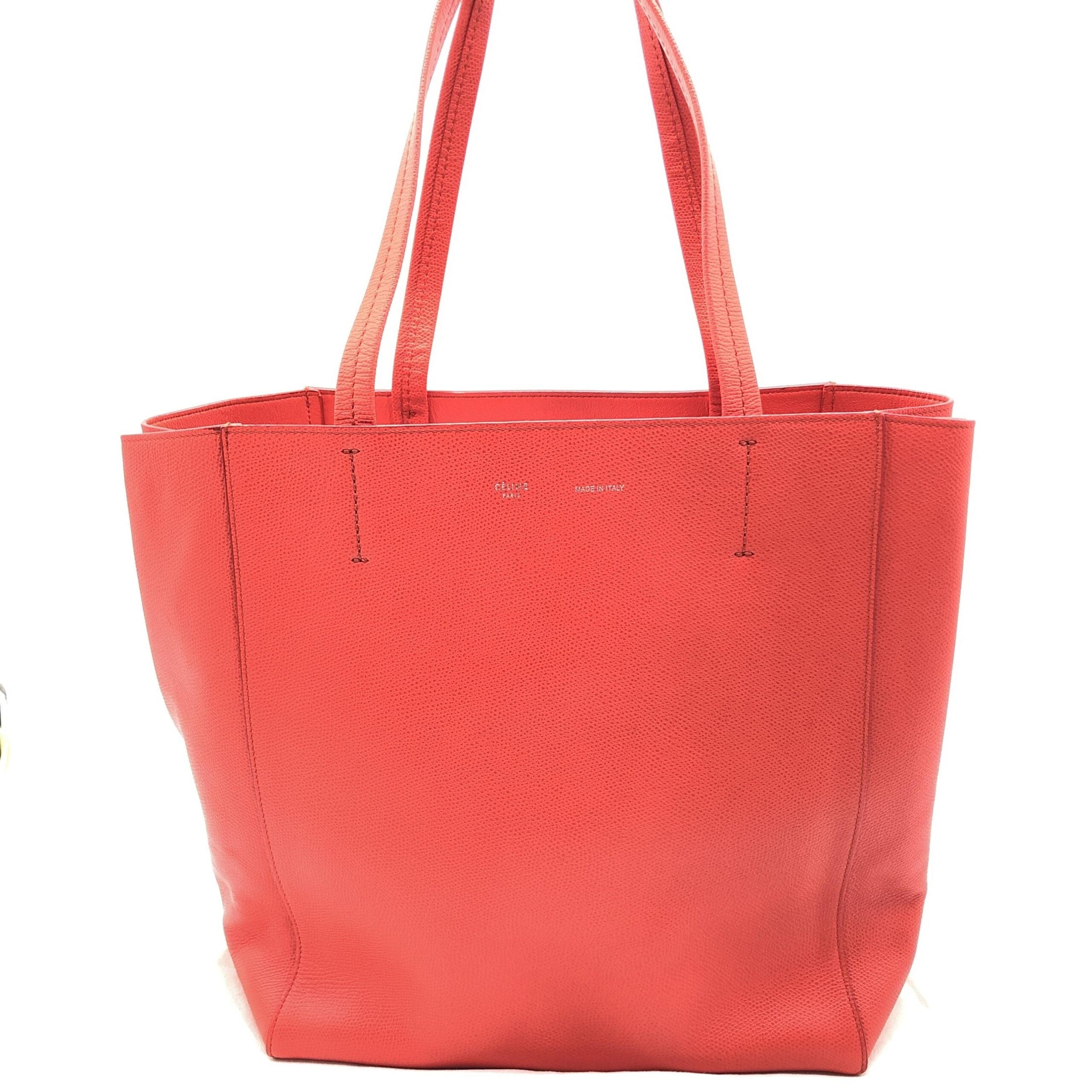 Celine Cabas Phantom Red Pebbled Leather Tote Bag Celine