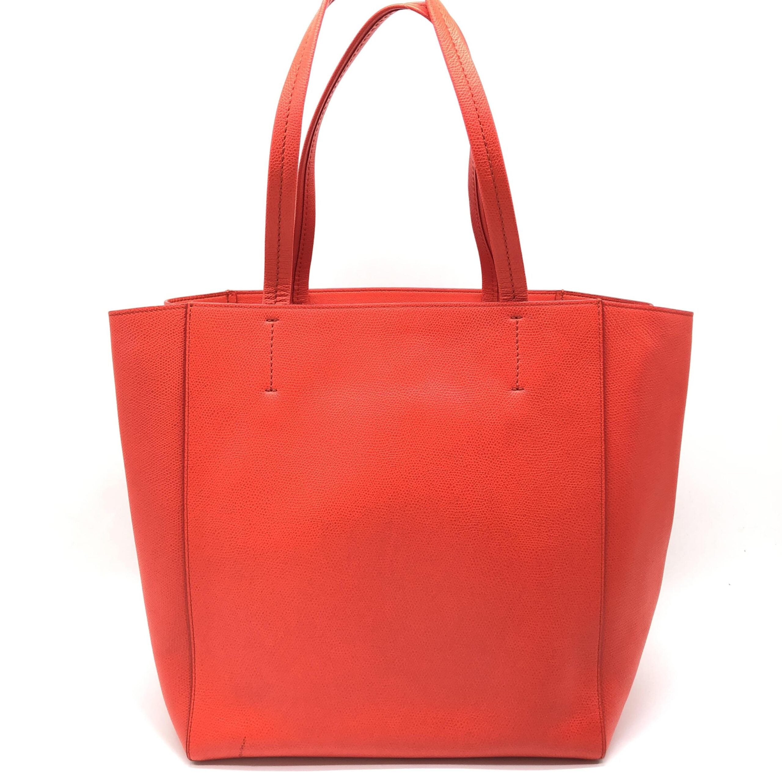 Celine Cabas Phantom Red Pebbled Leather Tote Bag Celine