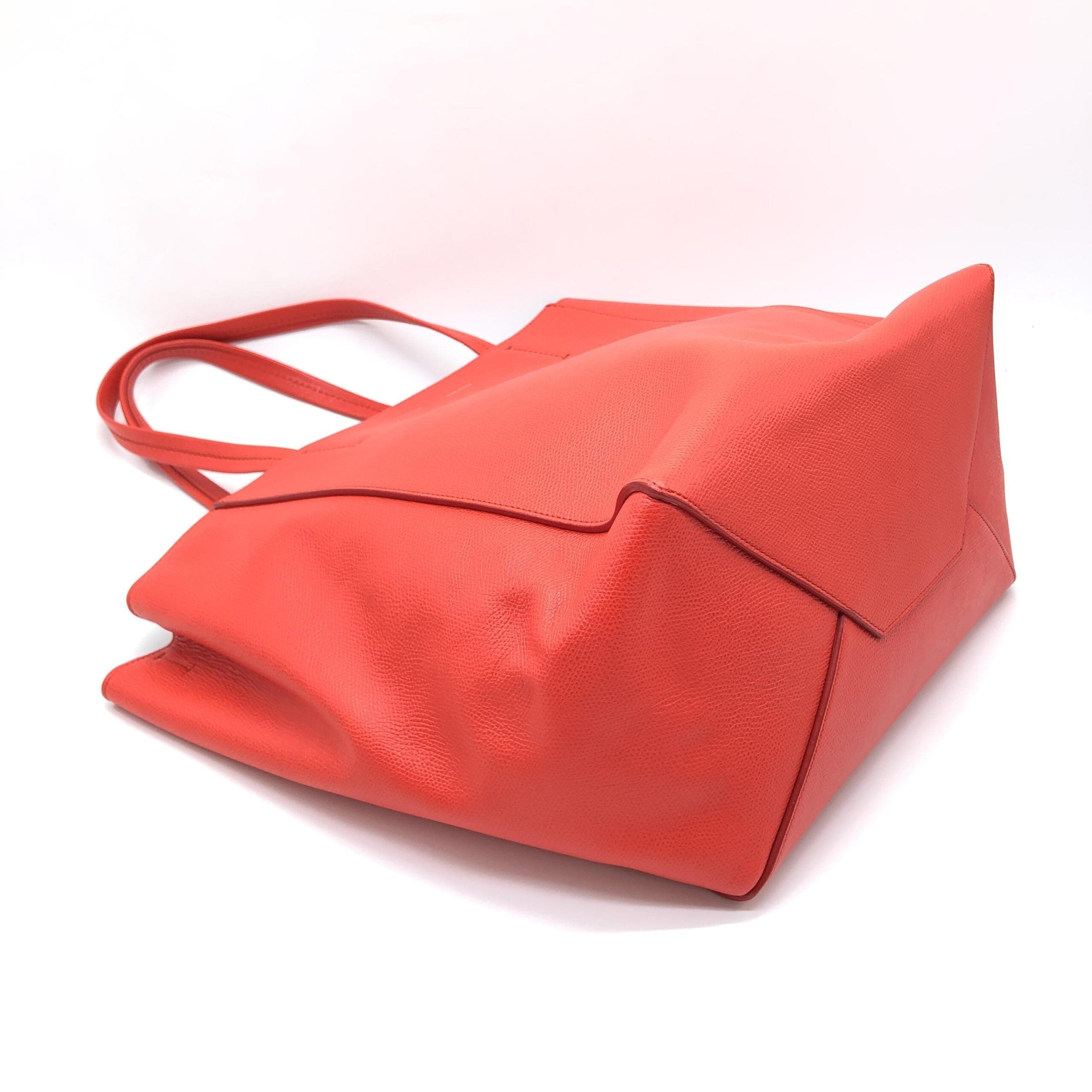 Celine Cabas Phantom Red Pebbled Leather Tote Bag Celine