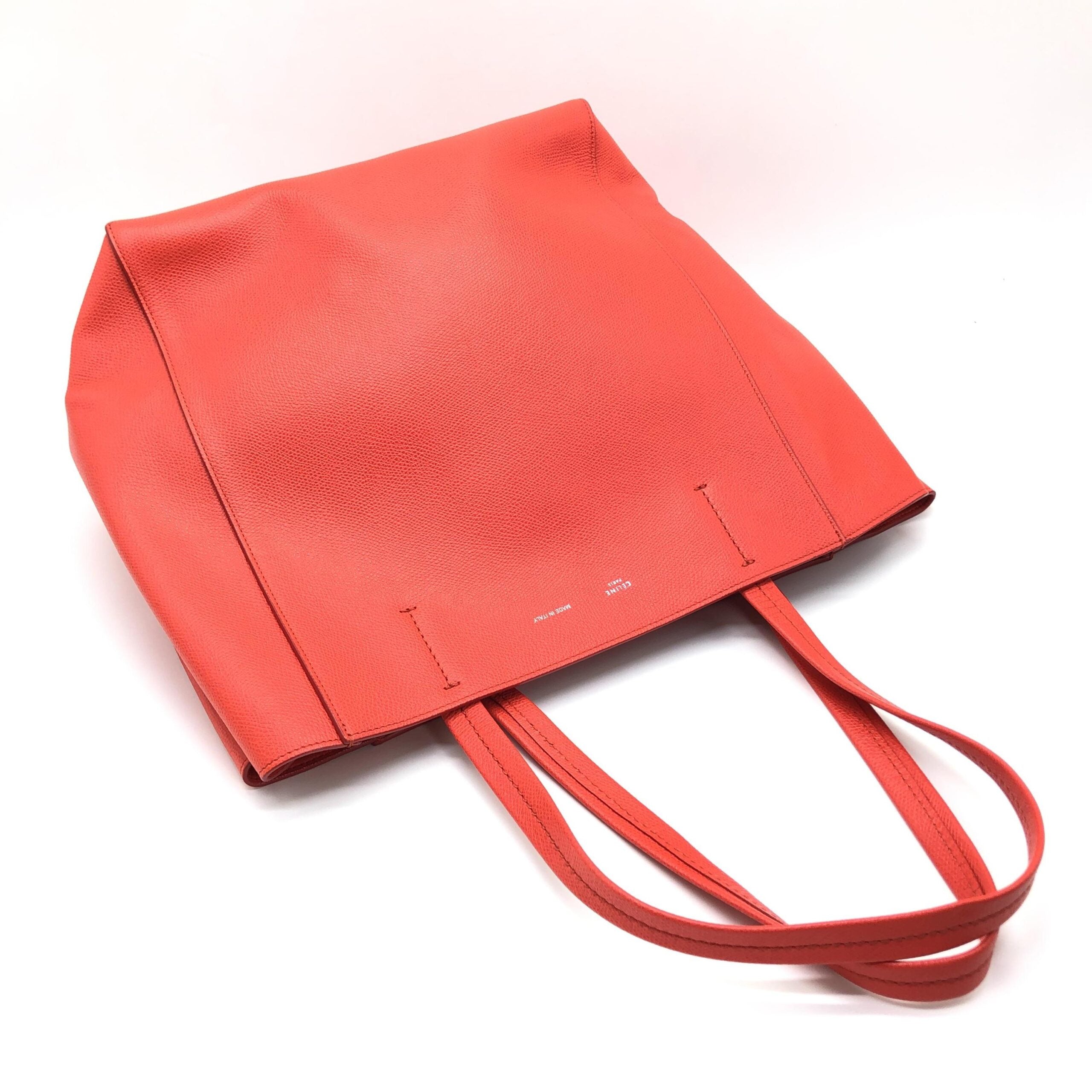 Celine Cabas Phantom Red Pebbled Leather Tote Bag Celine