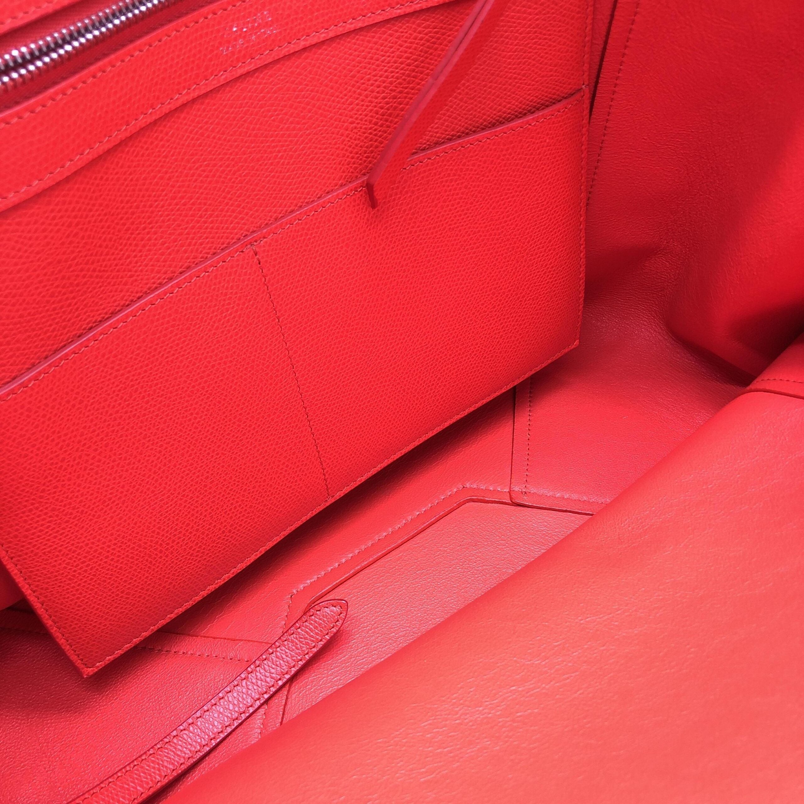 Celine Cabas Phantom Red Pebbled Leather Tote Bag Celine