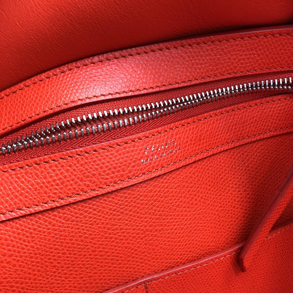 Celine Cabas Phantom Red Pebbled Leather Tote Bag Celine