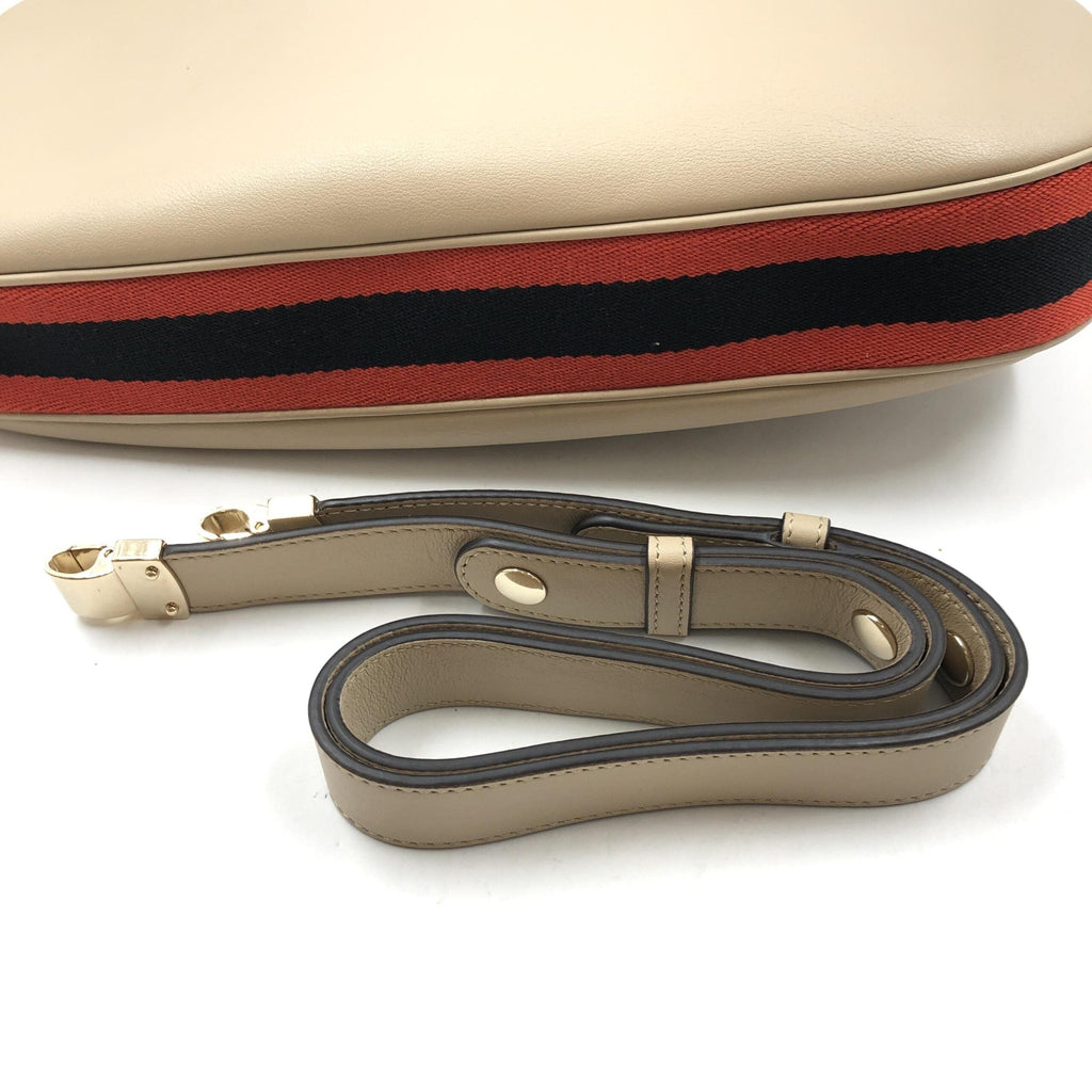 Gucci Aria Calfskin Web Large Attache Shoulder Bag Beige Gucci