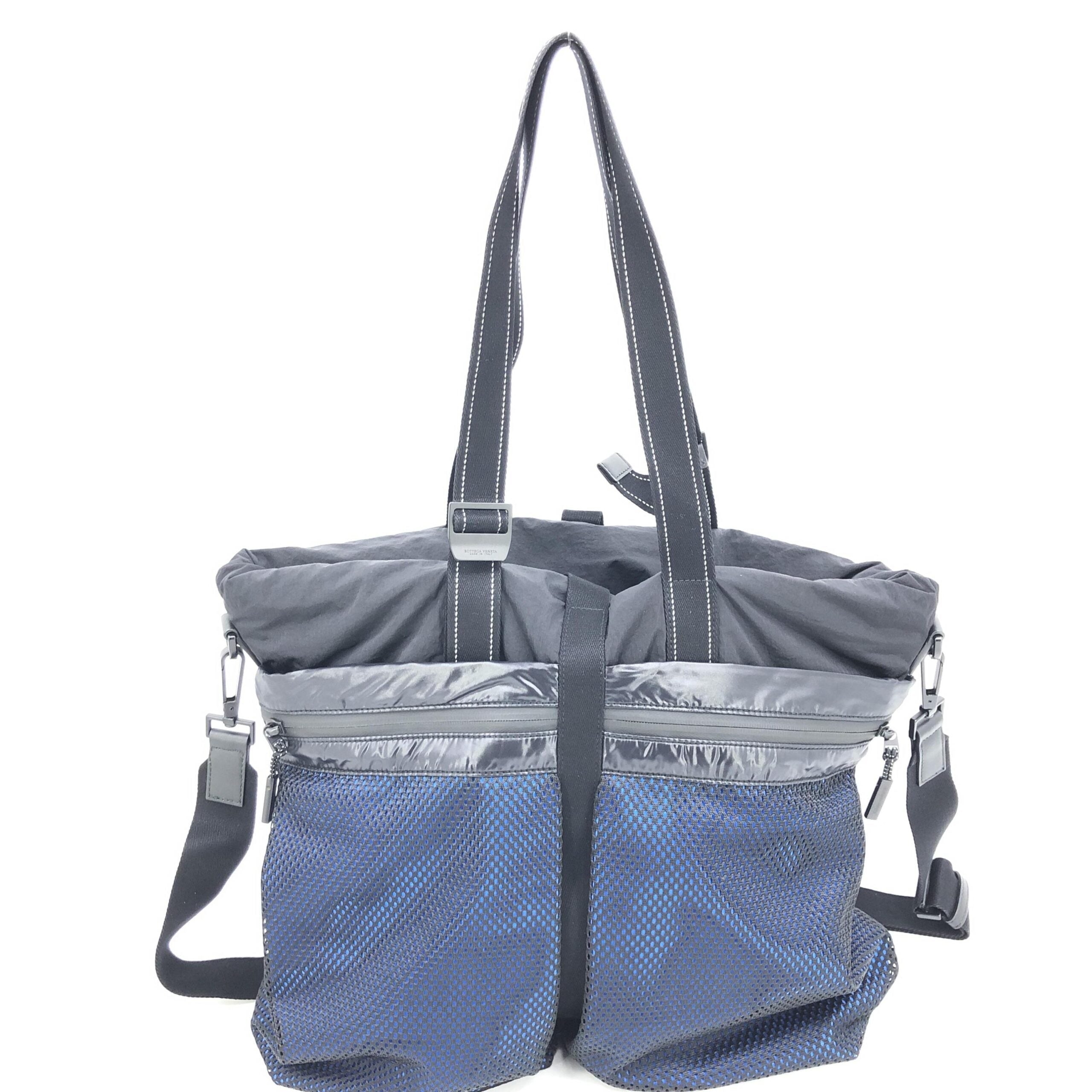 Bottega Veneta Black And Blue Nylon Convertible Tote Bottega Veneta