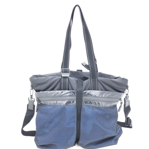 Bottega Veneta Black And Blue Nylon Convertible Tote Bottega Veneta