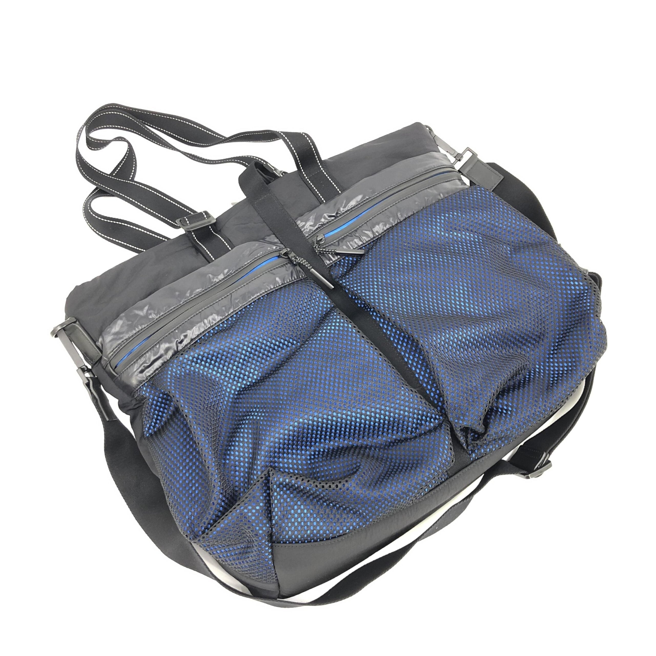 Bottega Veneta Black And Blue Nylon Convertible Tote Bottega Veneta