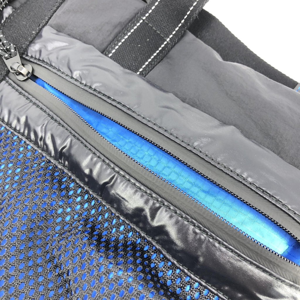 Bottega Veneta Black And Blue Nylon Convertible Tote Bottega Veneta