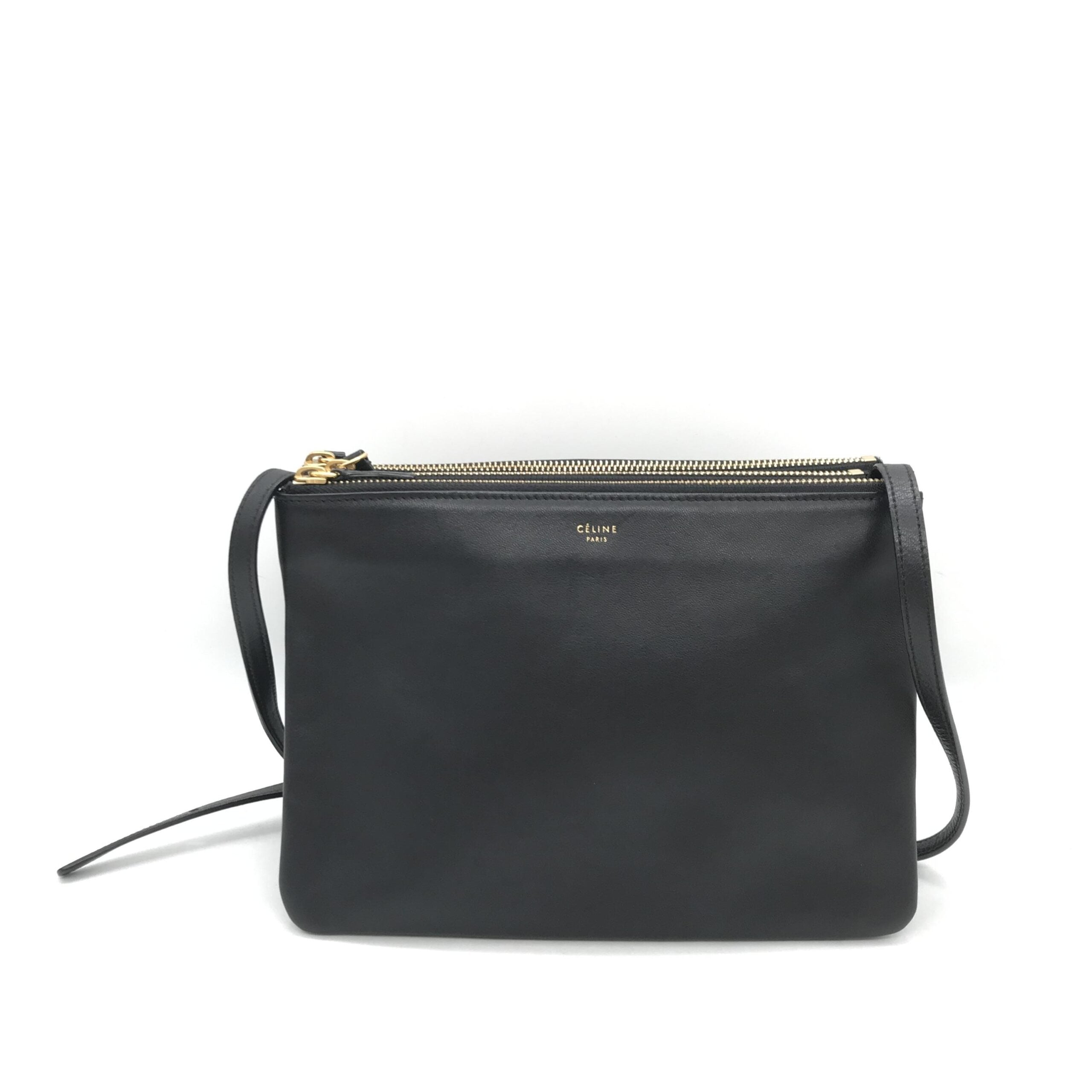 Celine Trio Black Leather Shoulder Bag Celine