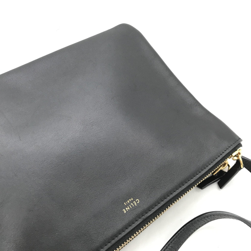 Celine Trio Black Leather Shoulder Bag Celine