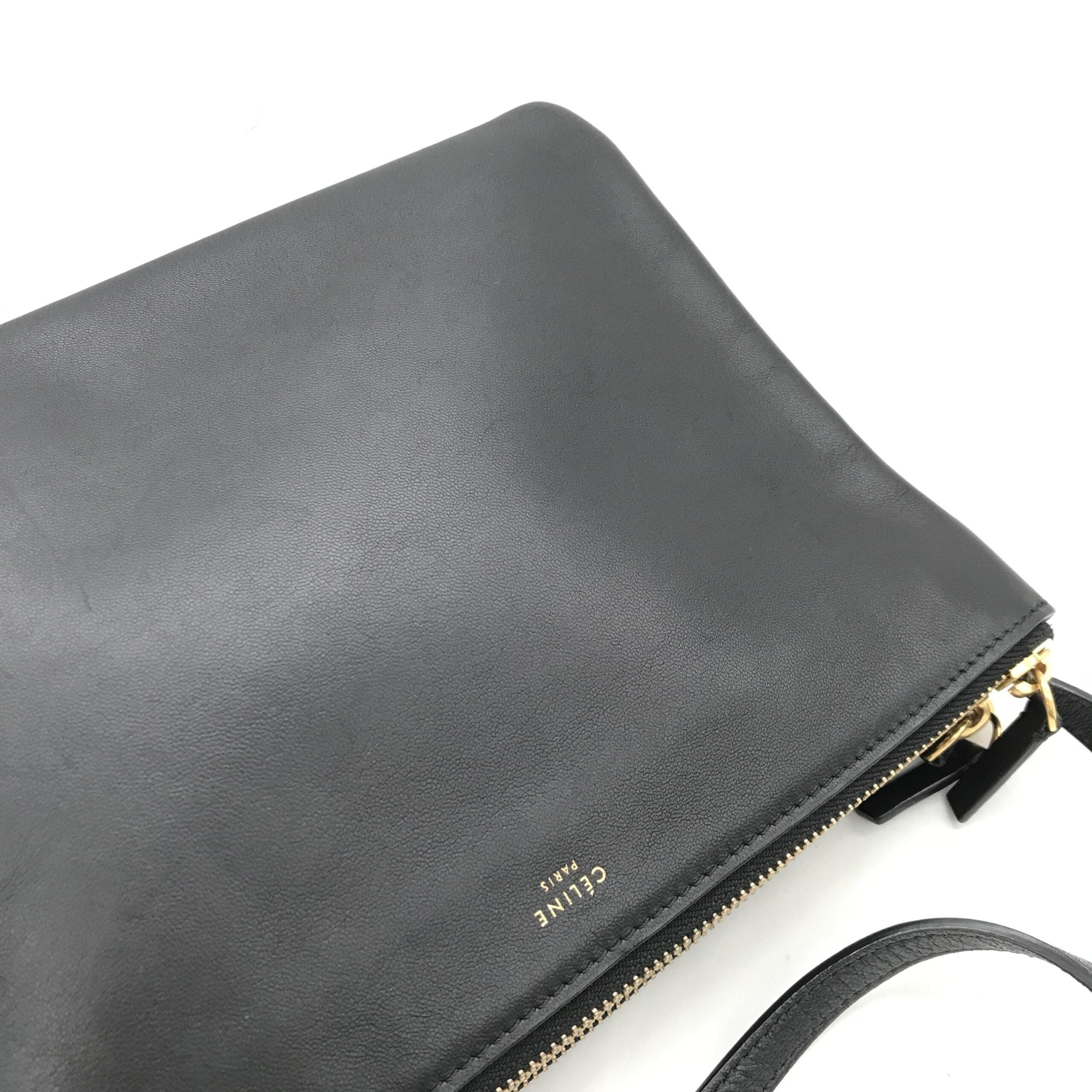 Celine Trio Black Leather Shoulder Bag Celine