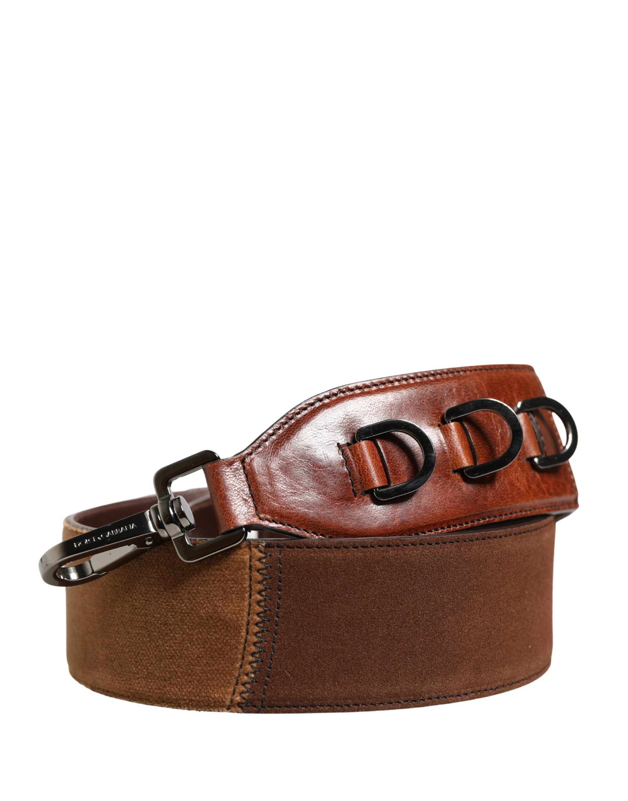 Dolce & Gabbana Brown Horse Velvet & Alligator Leather Bag Shoulder Strap Dolce & Gabbana
