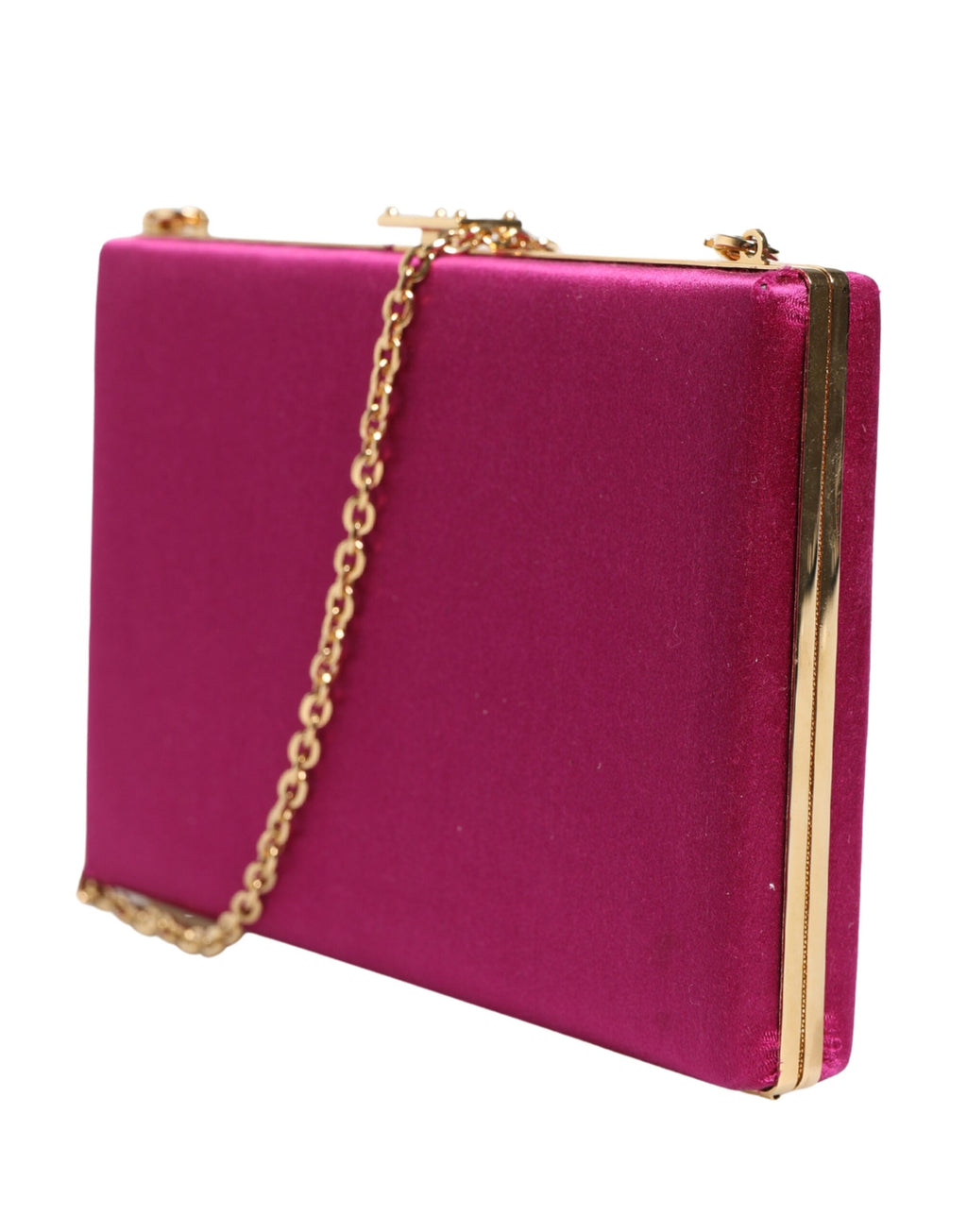 Dolce & Gabbana Pink Cotton & Brass Clutch Evening Crossbody Purse Dolce & Gabbana