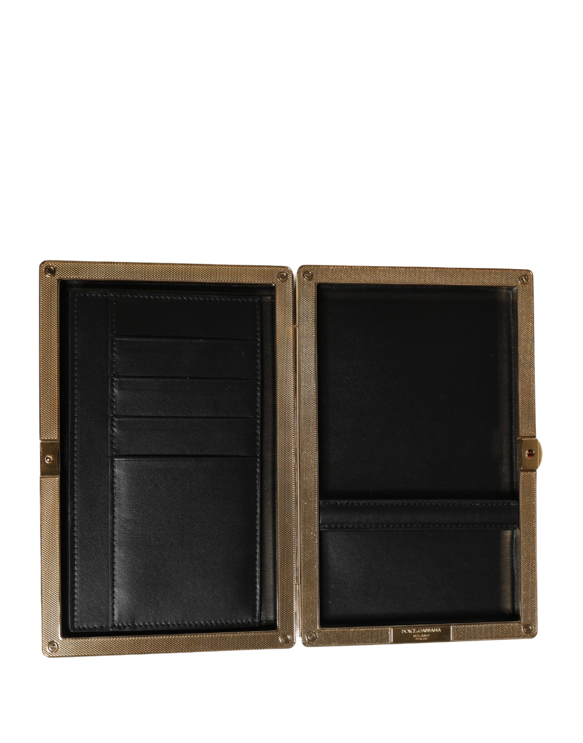 Dolce & Gabbana Brown Calfskin Leather Clutch Evening Purse Dolce & Gabbana