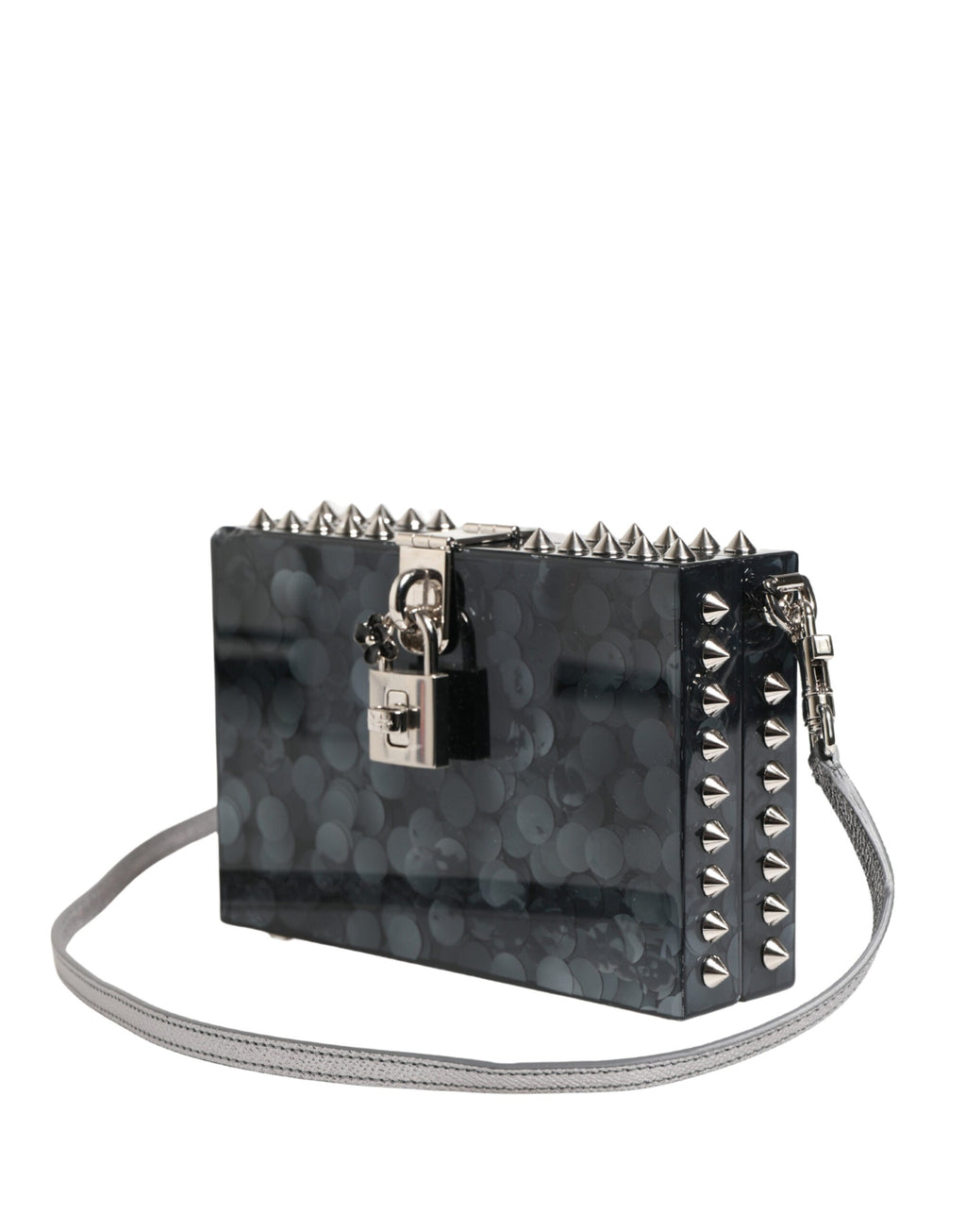 Dolce & Gabbana Black Plexiglass Silver Hardware Clutch Shoulder Purse Dolce & Gabbana