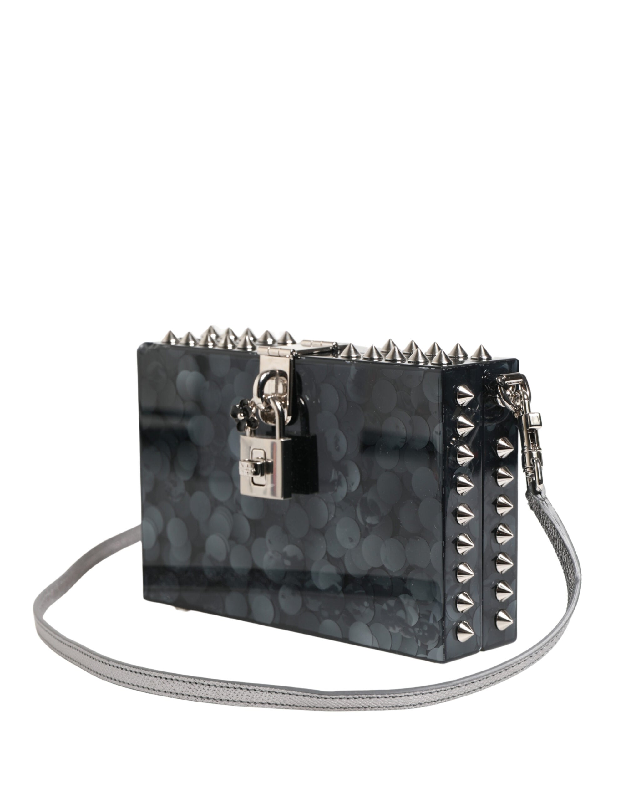 Dolce & Gabbana Black Plexiglass Silver Hardware Clutch Shoulder Purse Dolce & Gabbana