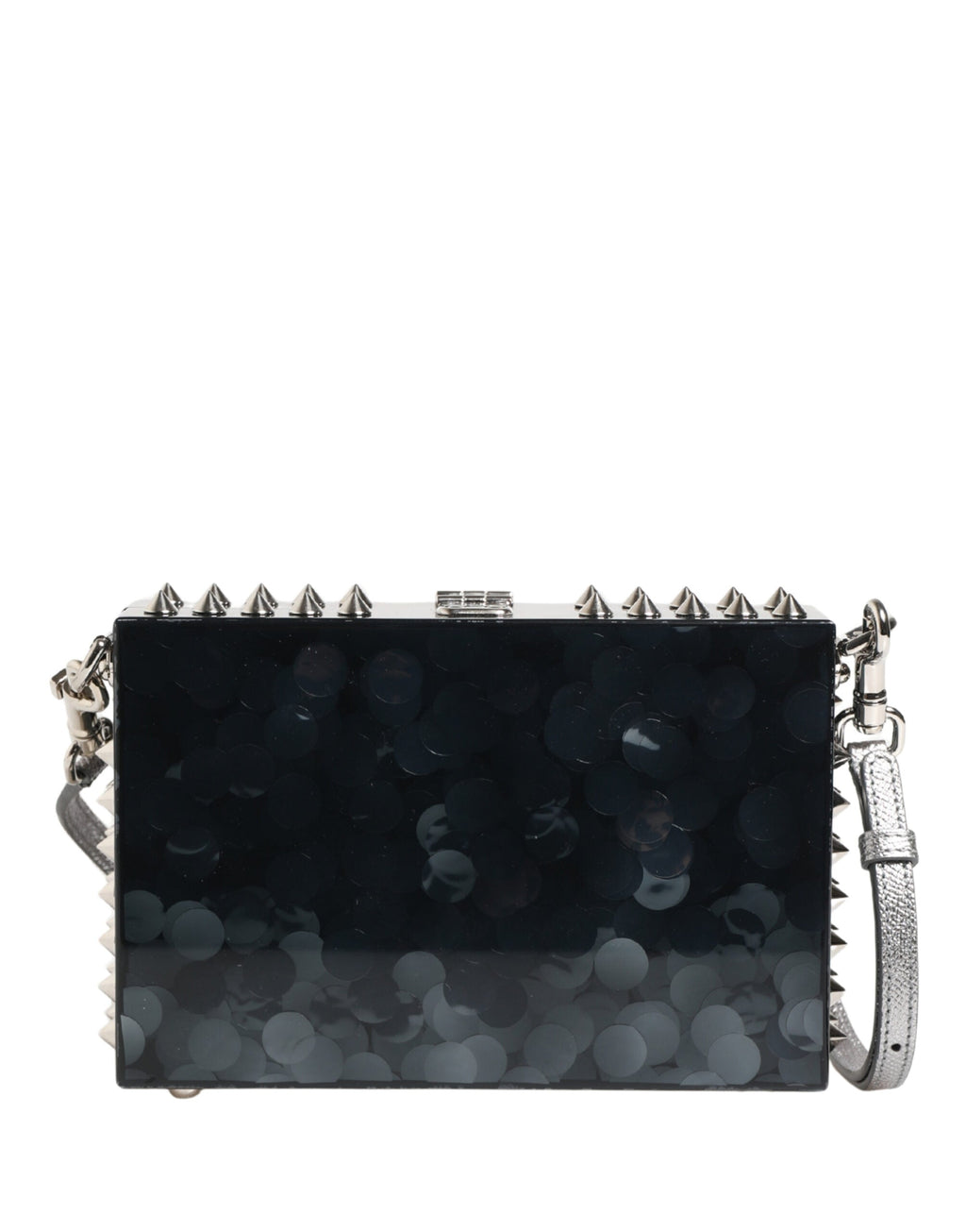 Dolce & Gabbana Black Plexiglass Silver Hardware Clutch Shoulder Purse Dolce & Gabbana