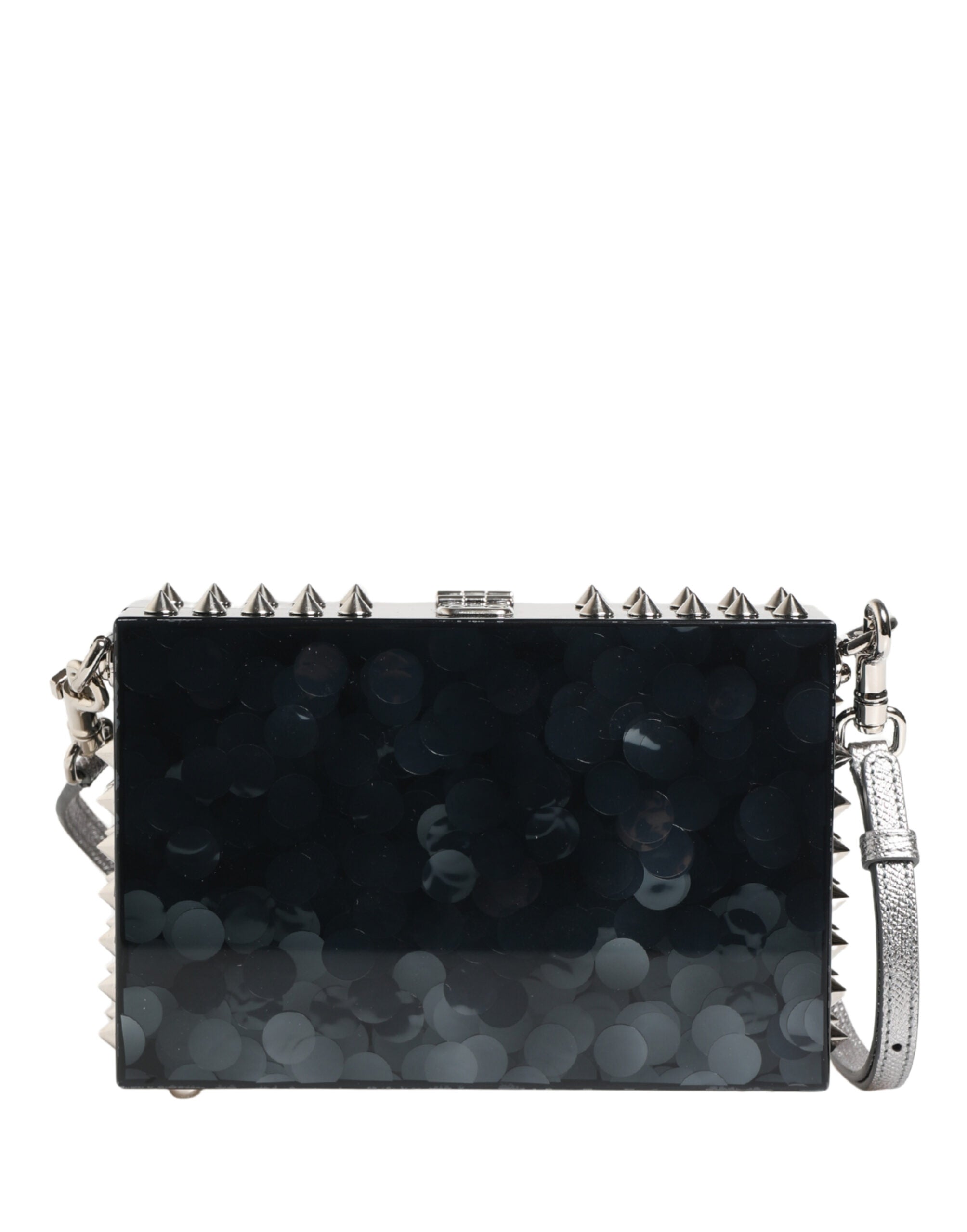 Dolce & Gabbana Black Plexiglass Silver Hardware Clutch Shoulder Purse Dolce & Gabbana