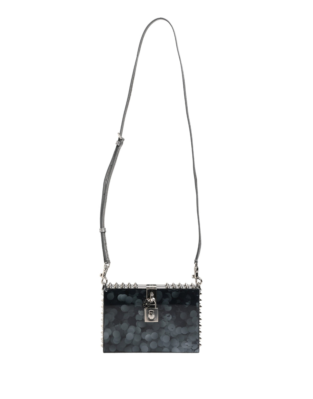 Dolce & Gabbana Black Plexiglass Silver Hardware Clutch Shoulder Purse Dolce & Gabbana
