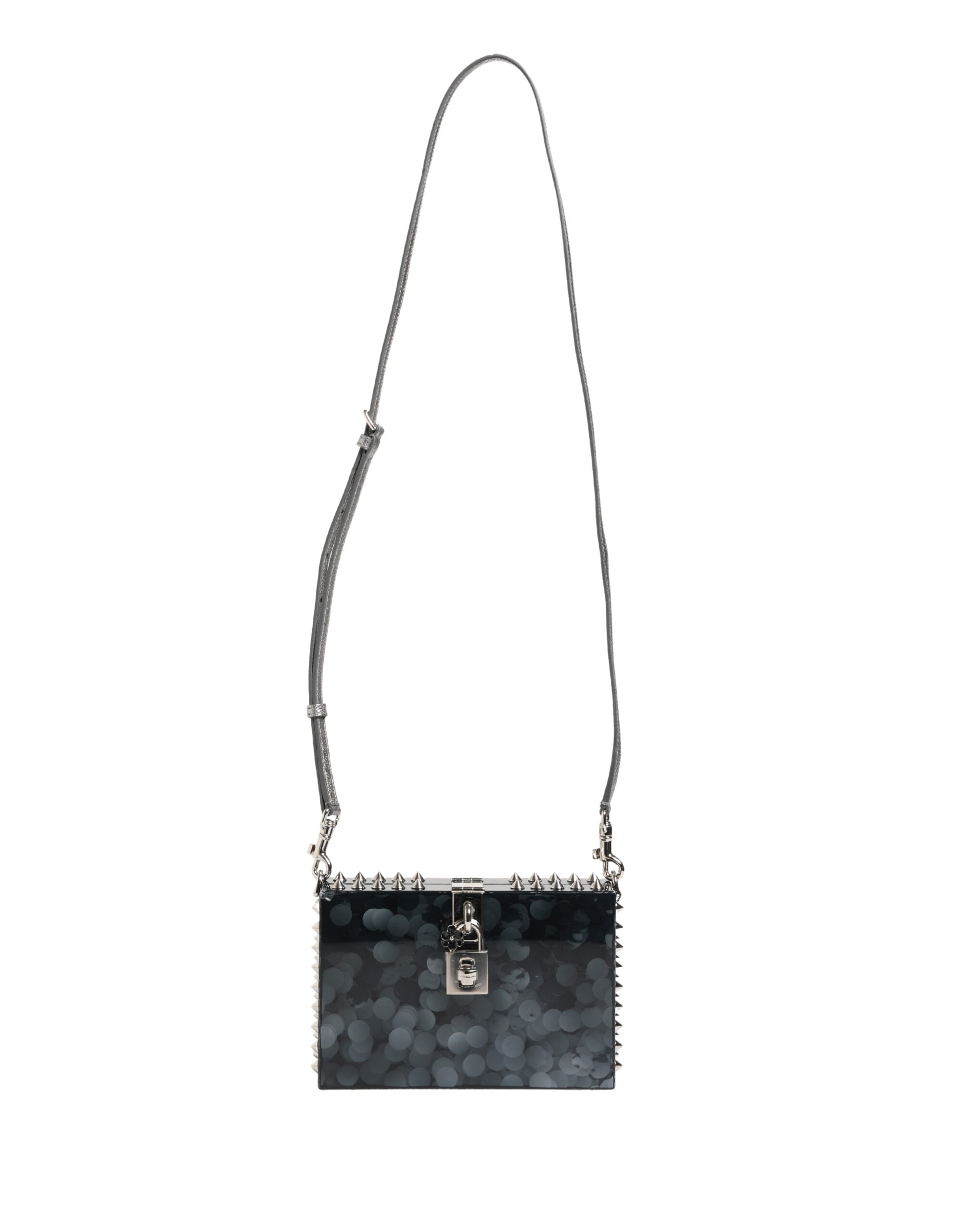 Dolce & Gabbana Black Plexiglass Silver Hardware Clutch Shoulder Purse Dolce & Gabbana