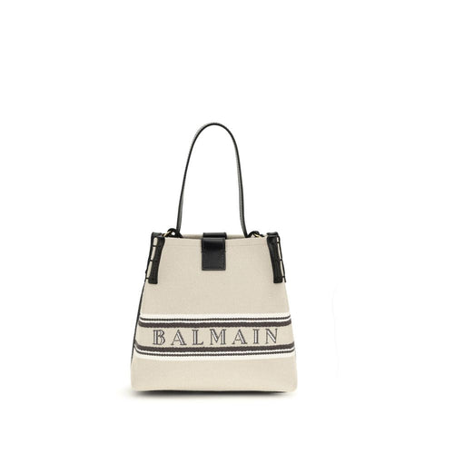 Balmain Beige Cotton Release Bucket Bag SS26 Balmain