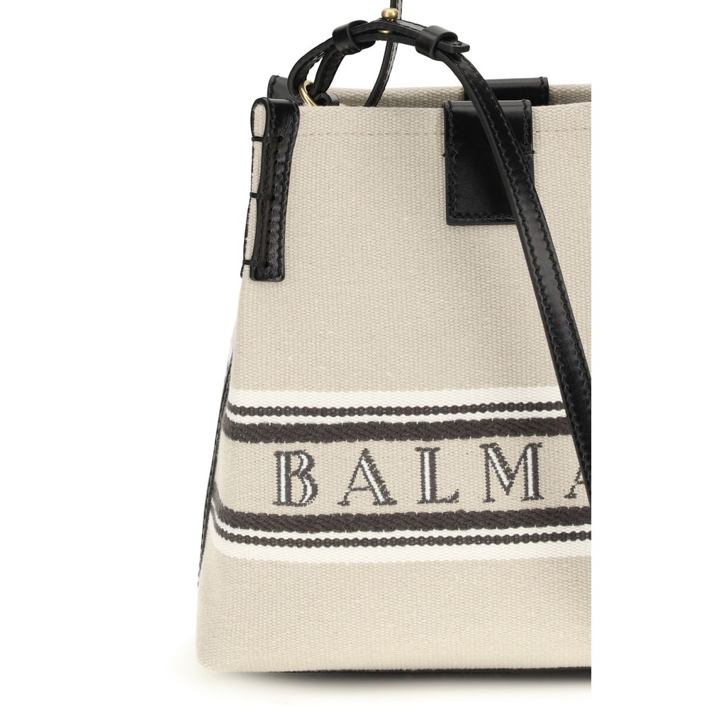 Balmain Beige Cotton Release Bucket Bag SS26 Balmain