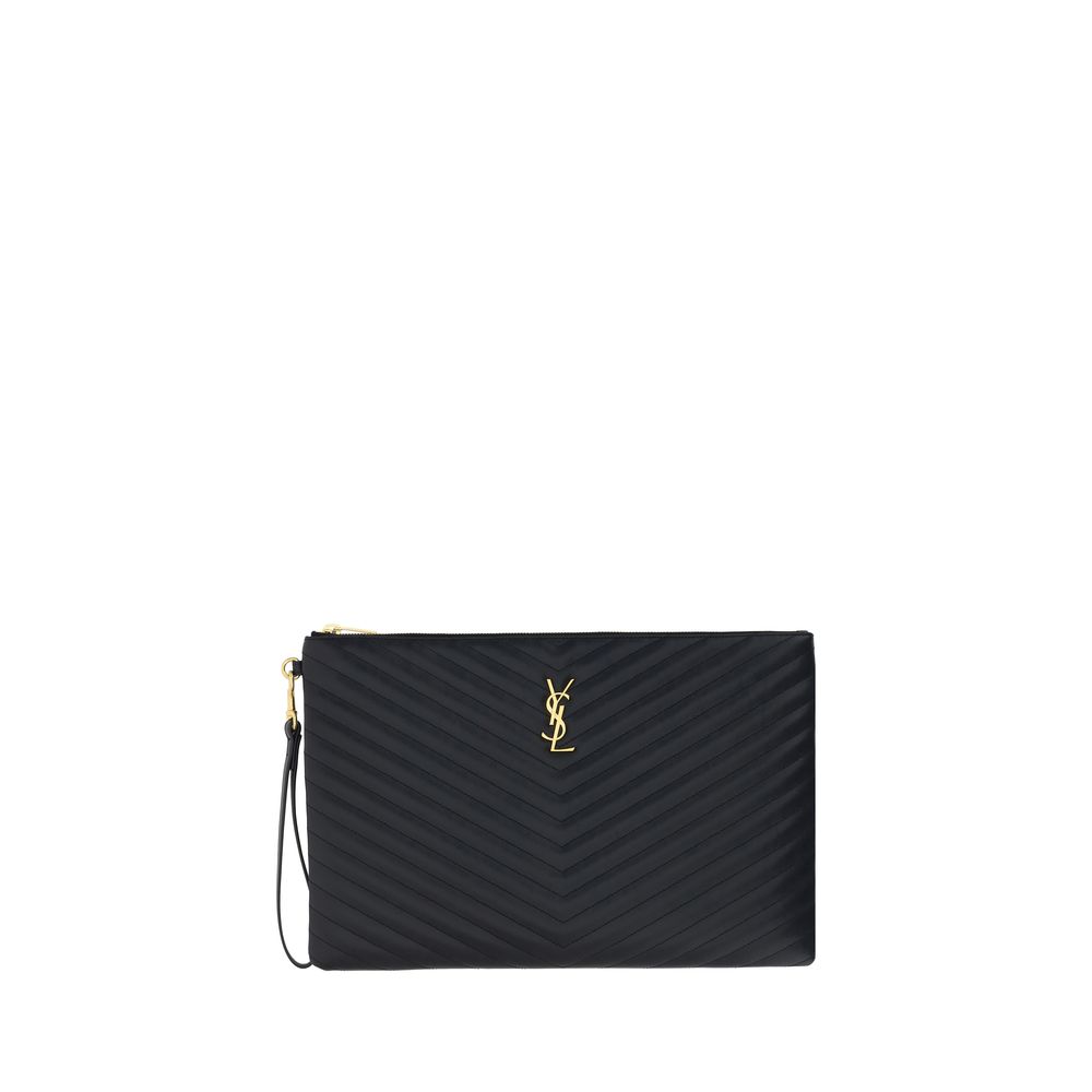 Saint Laurent Black Calf Leather Bos Taurus Clutch Bag Saint Laurent