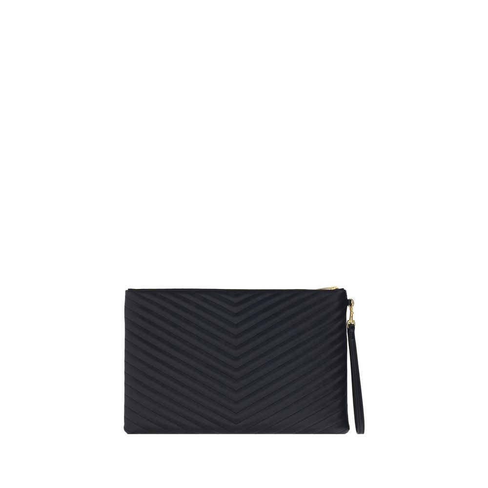 Saint Laurent Black Calf Leather Bos Taurus Clutch Bag Saint Laurent