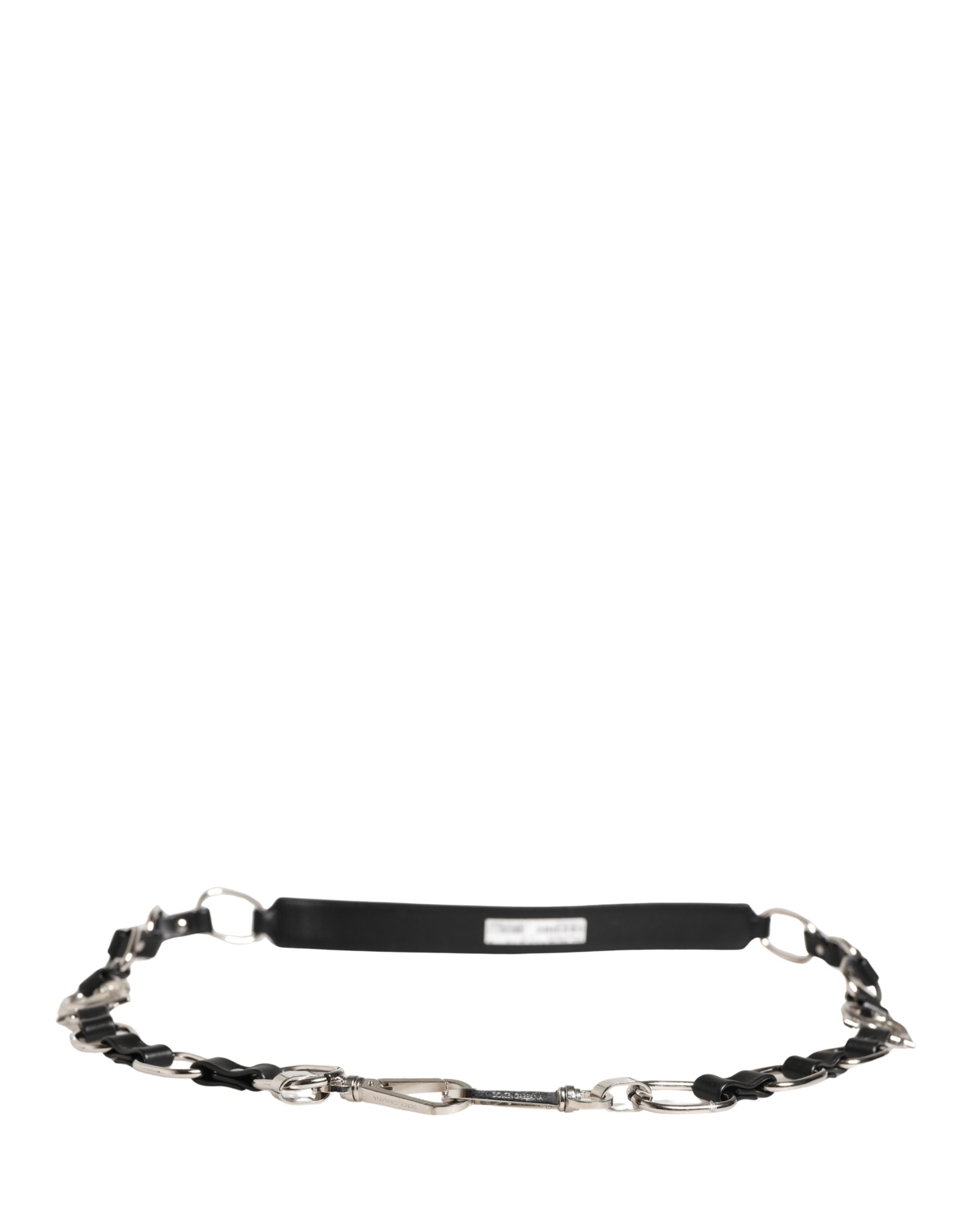 Dolce & Gabbana Black Lamb Leather Silver Chain DG Logo Shoulder Strap Dolce & Gabbana