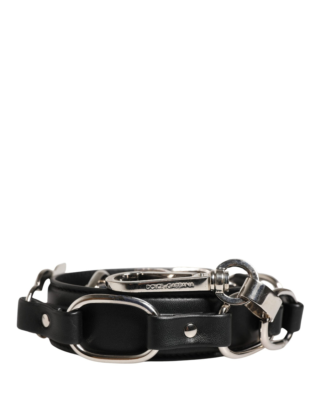 Dolce & Gabbana Black Lamb Leather Silver Chain DG Logo Shoulder Strap Dolce & Gabbana