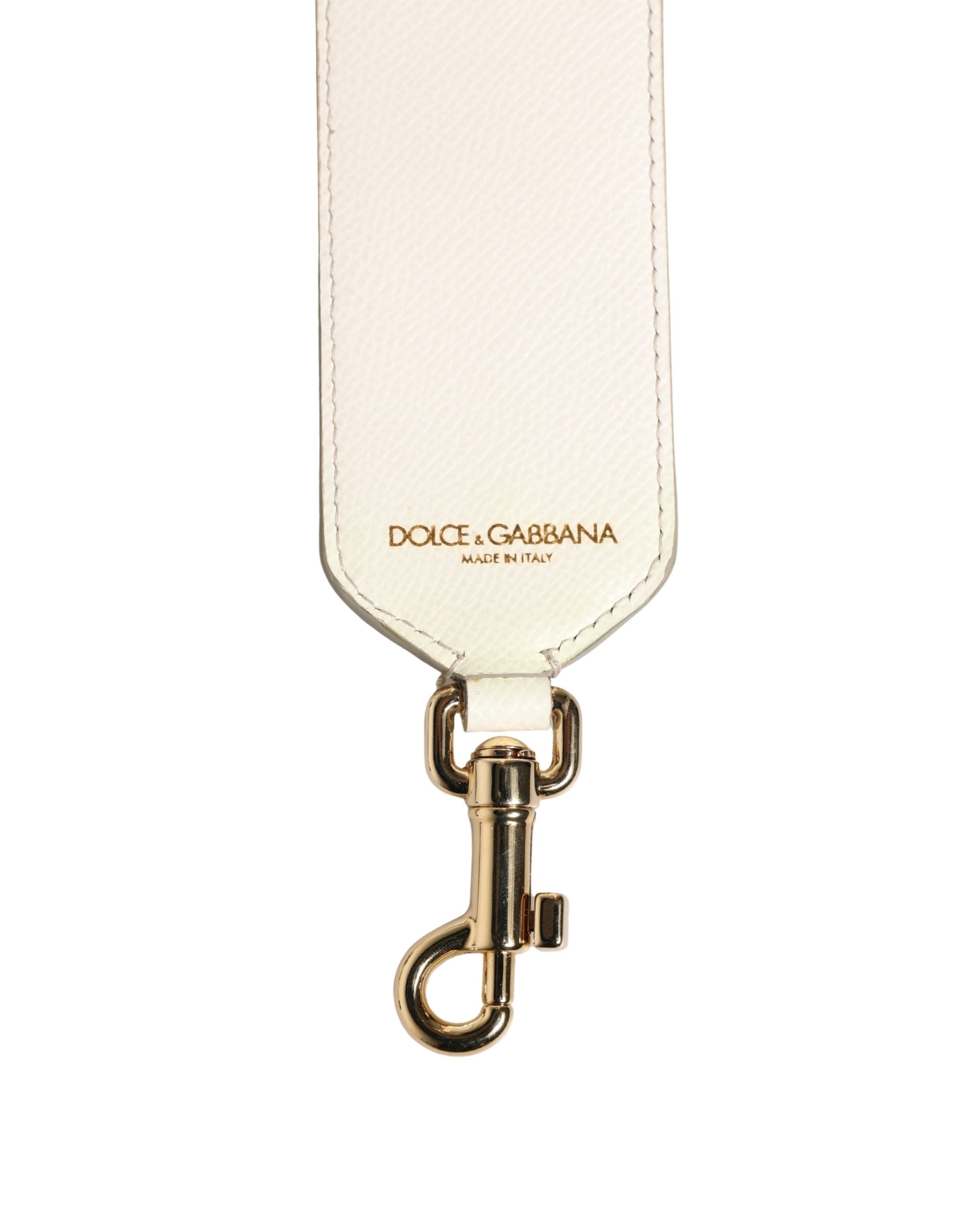 Dolce & Gabbana White Blue Floral Leather Stud Accessory Shoulder Strap Dolce & Gabbana