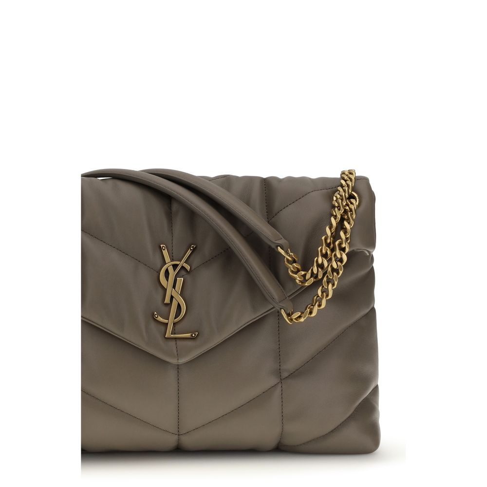 Saint Laurent Gray Quilted Lamb Leather LouLou Medium Shoulder Bag SS26 Saint Laurent