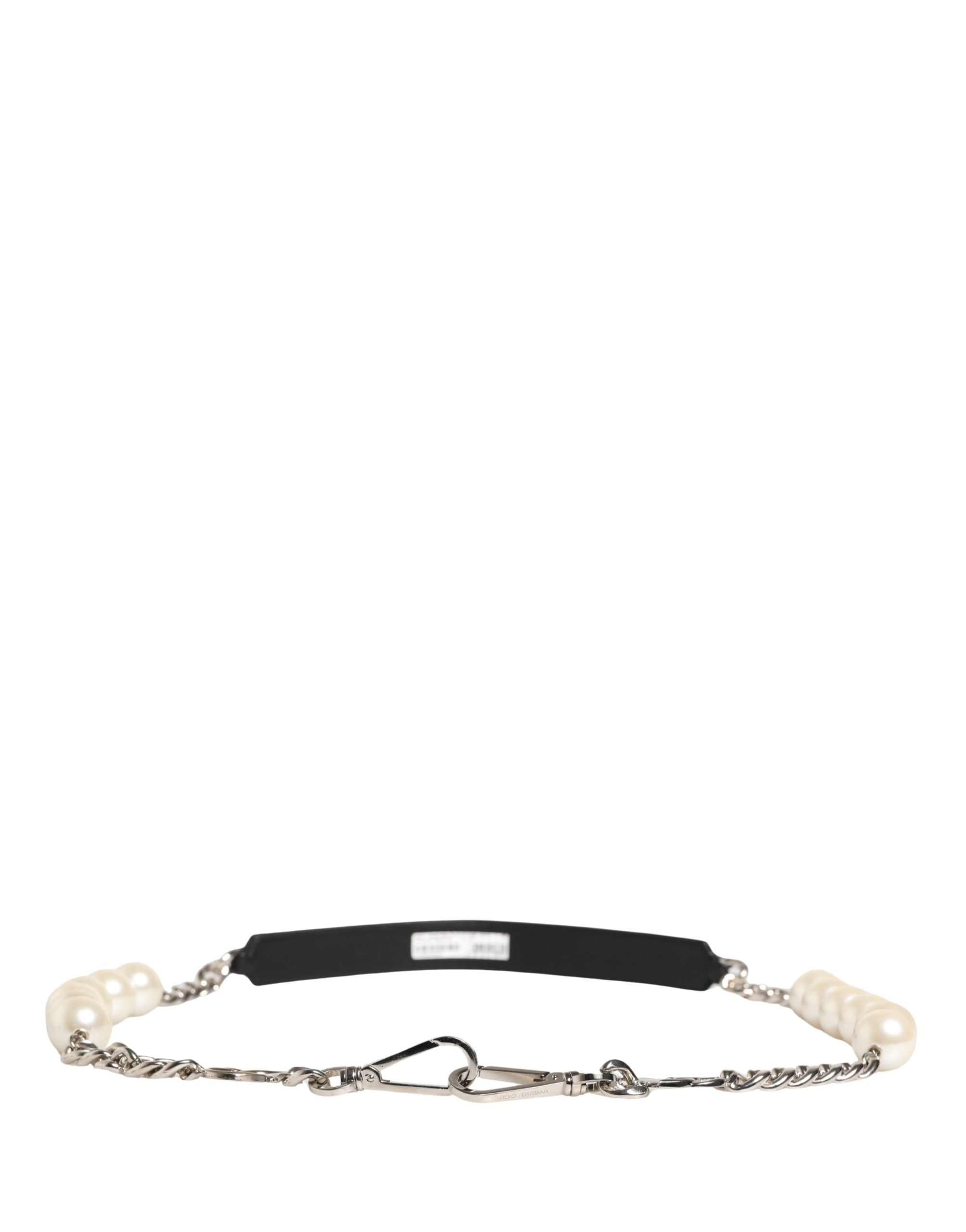 Dolce & Gabbana Black Leather Silver Chain Bag Accessory Shoulder Strap Dolce & Gabbana