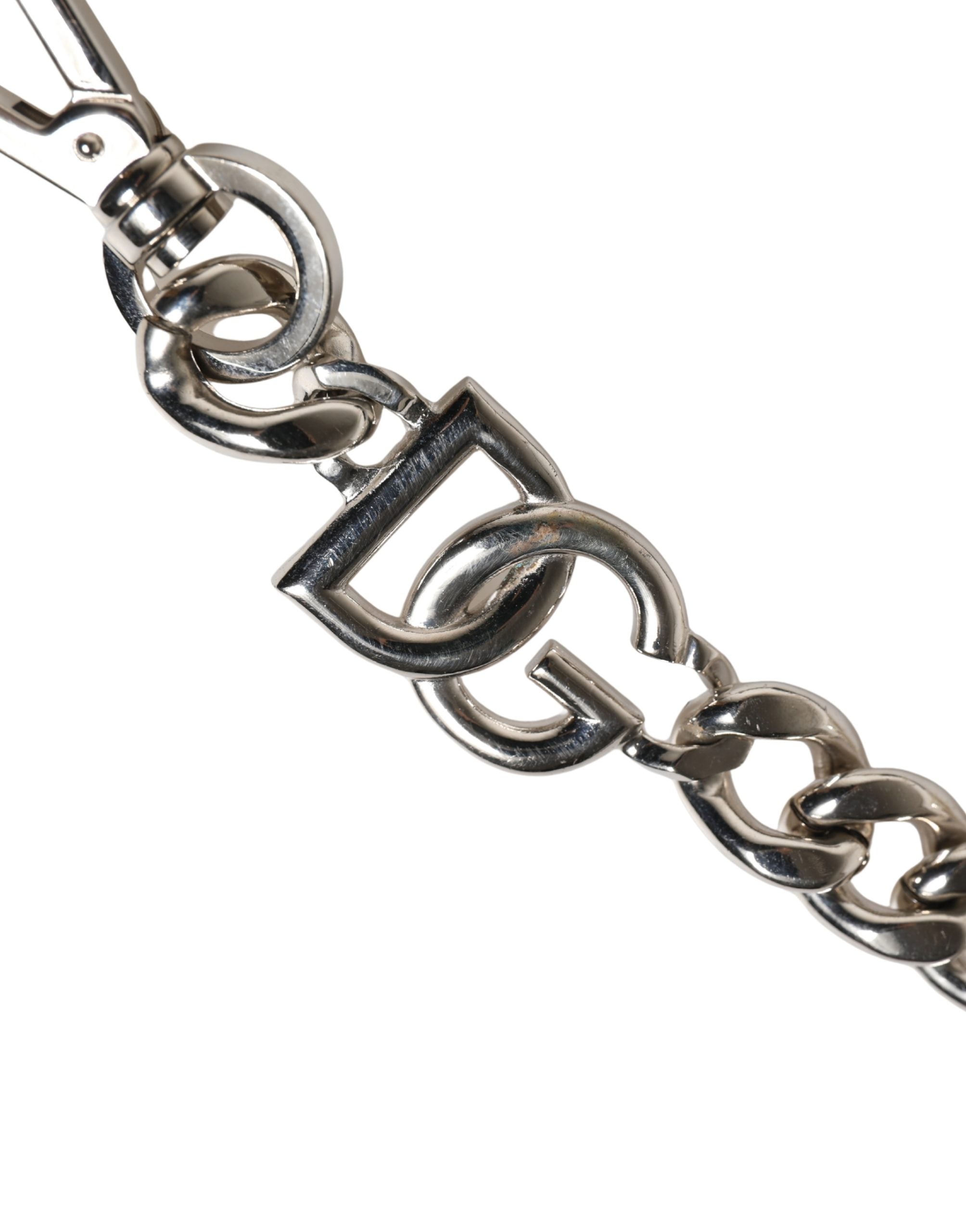 Dolce & Gabbana Black Leather Silver Chain Bag Accessory Shoulder Strap Dolce & Gabbana