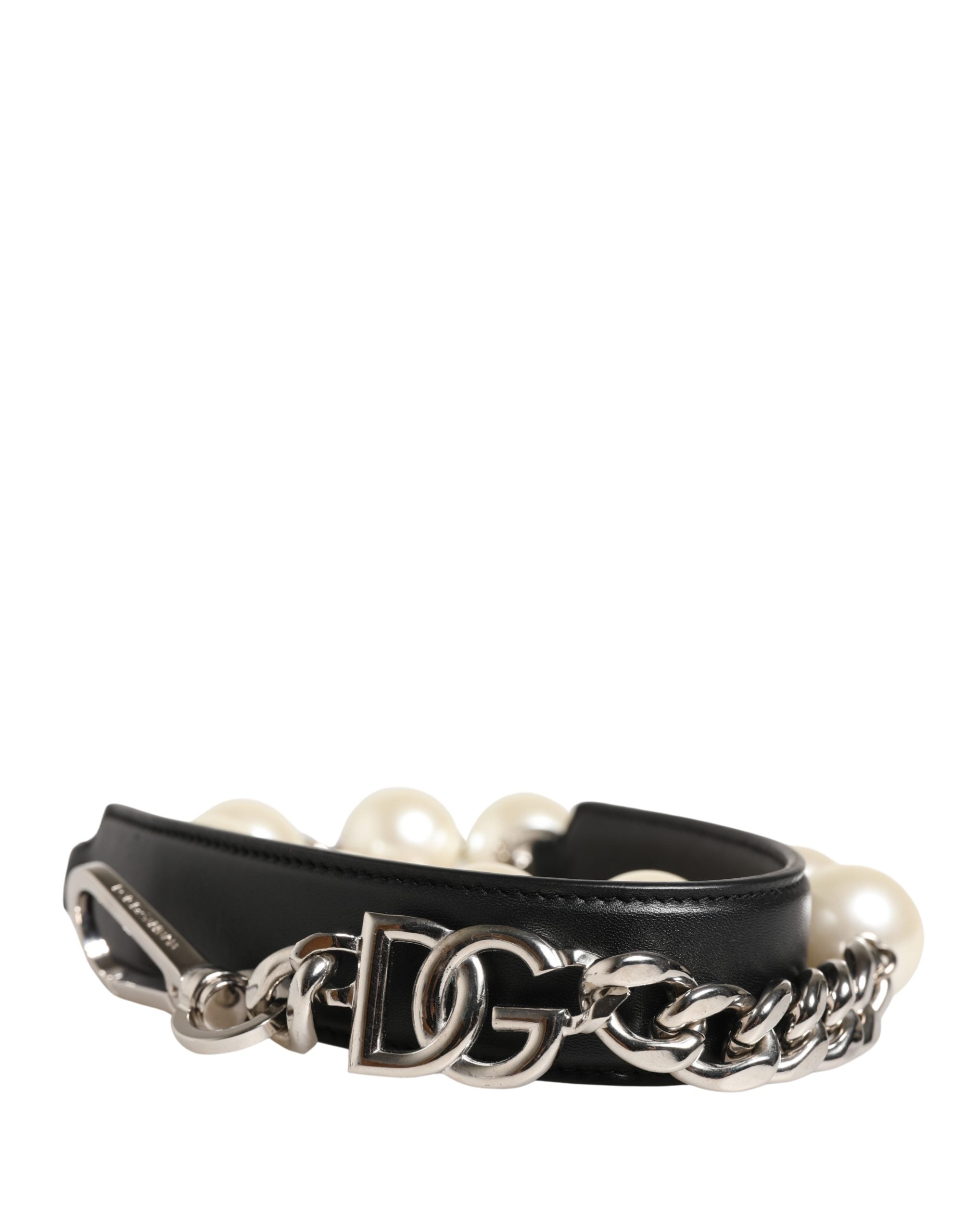 Dolce & Gabbana Black Leather Silver Chain Bag Accessory Shoulder Strap Dolce & Gabbana
