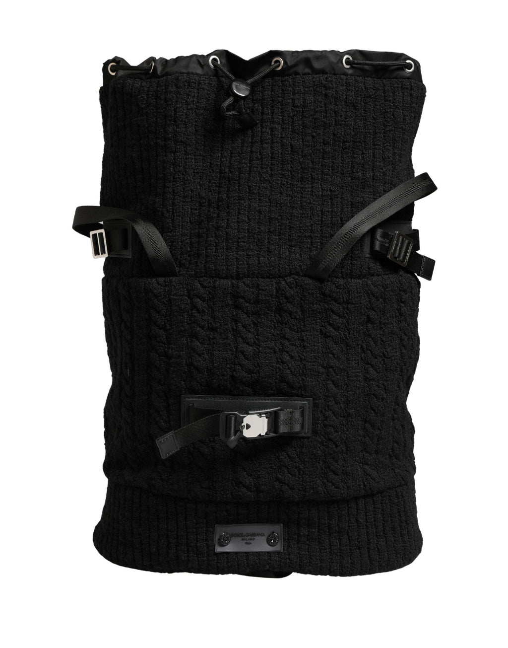 Dolce & Gabbana Black Tricot Wool Blend Duffel Backpack Travel Borse Bag Dolce & Gabbana