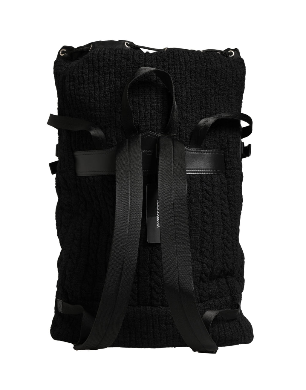 Dolce & Gabbana Black Tricot Wool Blend Duffel Backpack Travel Borse Bag Dolce & Gabbana