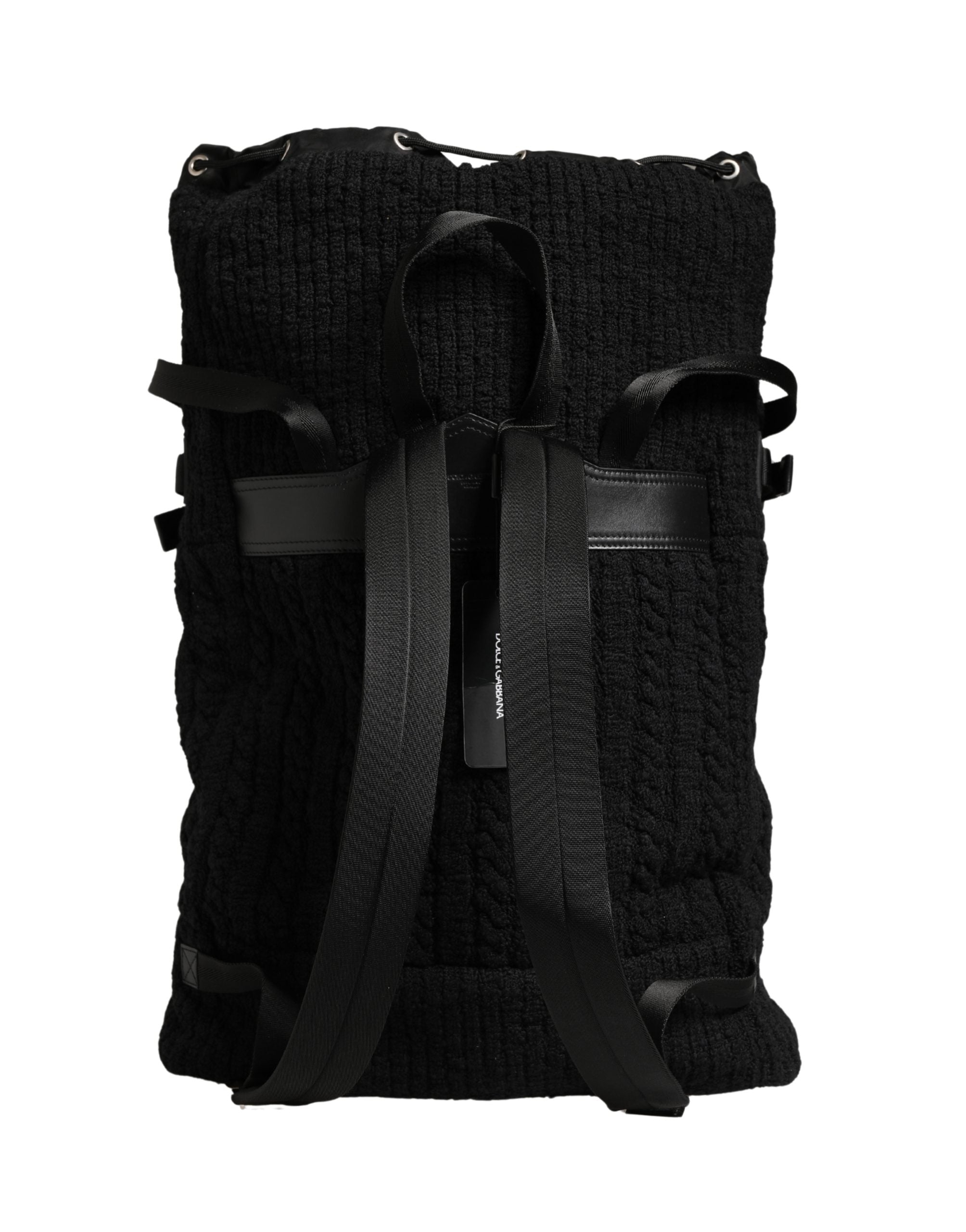 Dolce & Gabbana Black Tricot Wool Blend Duffel Backpack Travel Borse Bag Dolce & Gabbana