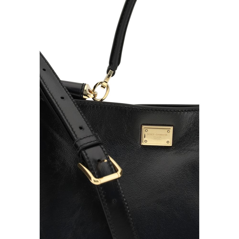 Dolce & Gabbana Black Calf Leather Bos Taurus Shoulder Bag Dolce & Gabbana