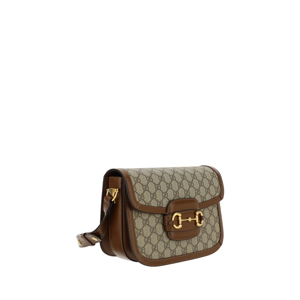 Gucci Beige GG Supreme Horsebit Shoulder Bag
