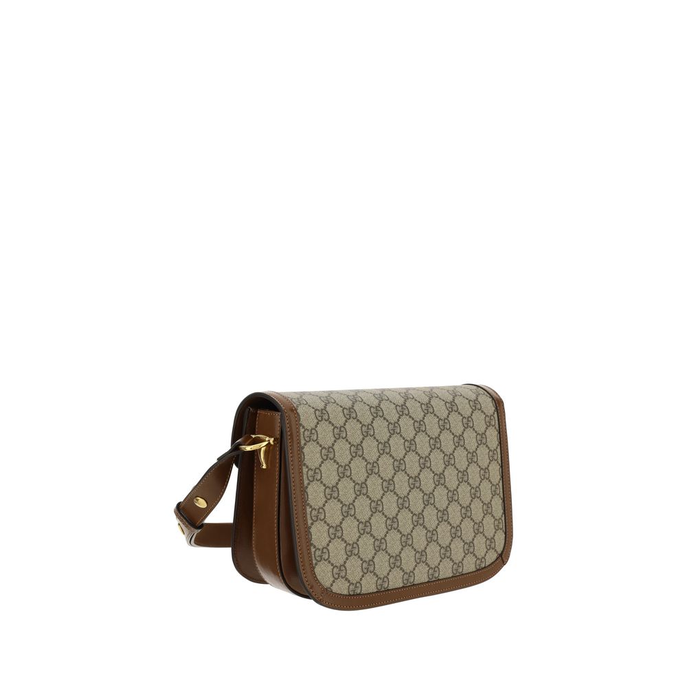 Gucci Beige GG Supreme Horsebit Shoulder Bag