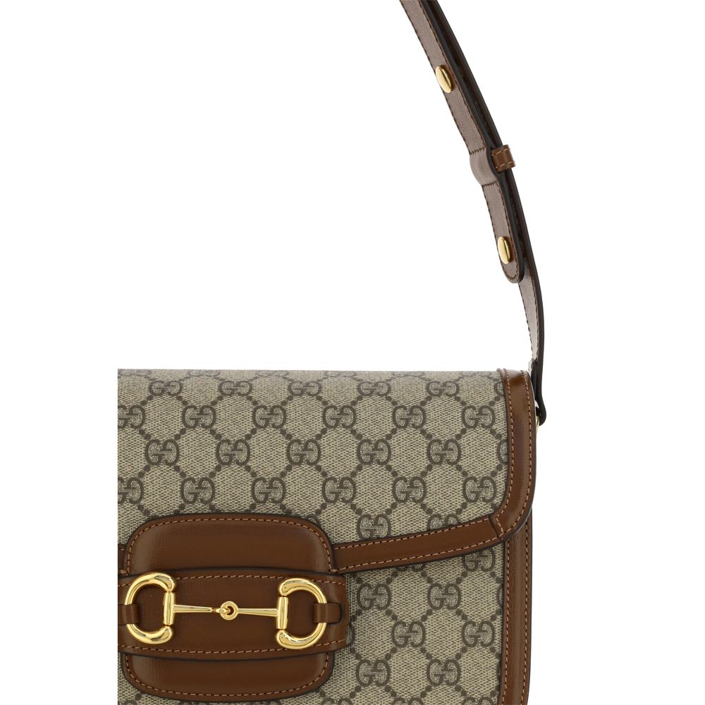 Gucci Beige GG Supreme Horsebit Shoulder Bag