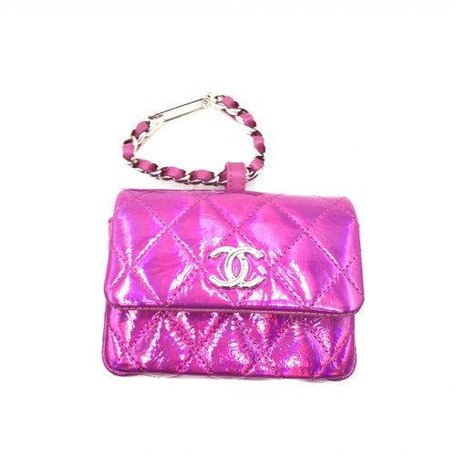 Chanel Iridescent Pink Quilted Leather Pouch Chanel