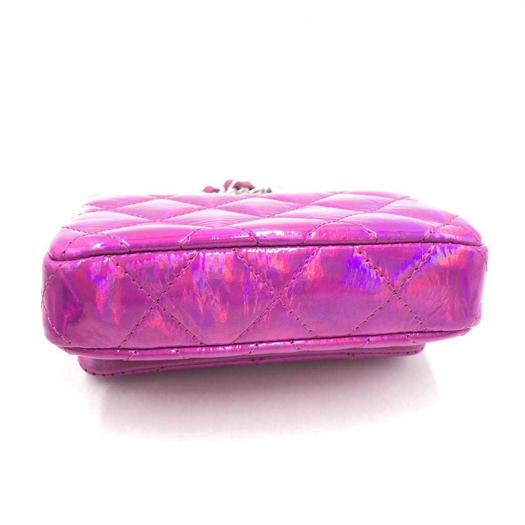 Chanel Iridescent Pink Quilted Leather Pouch Chanel
