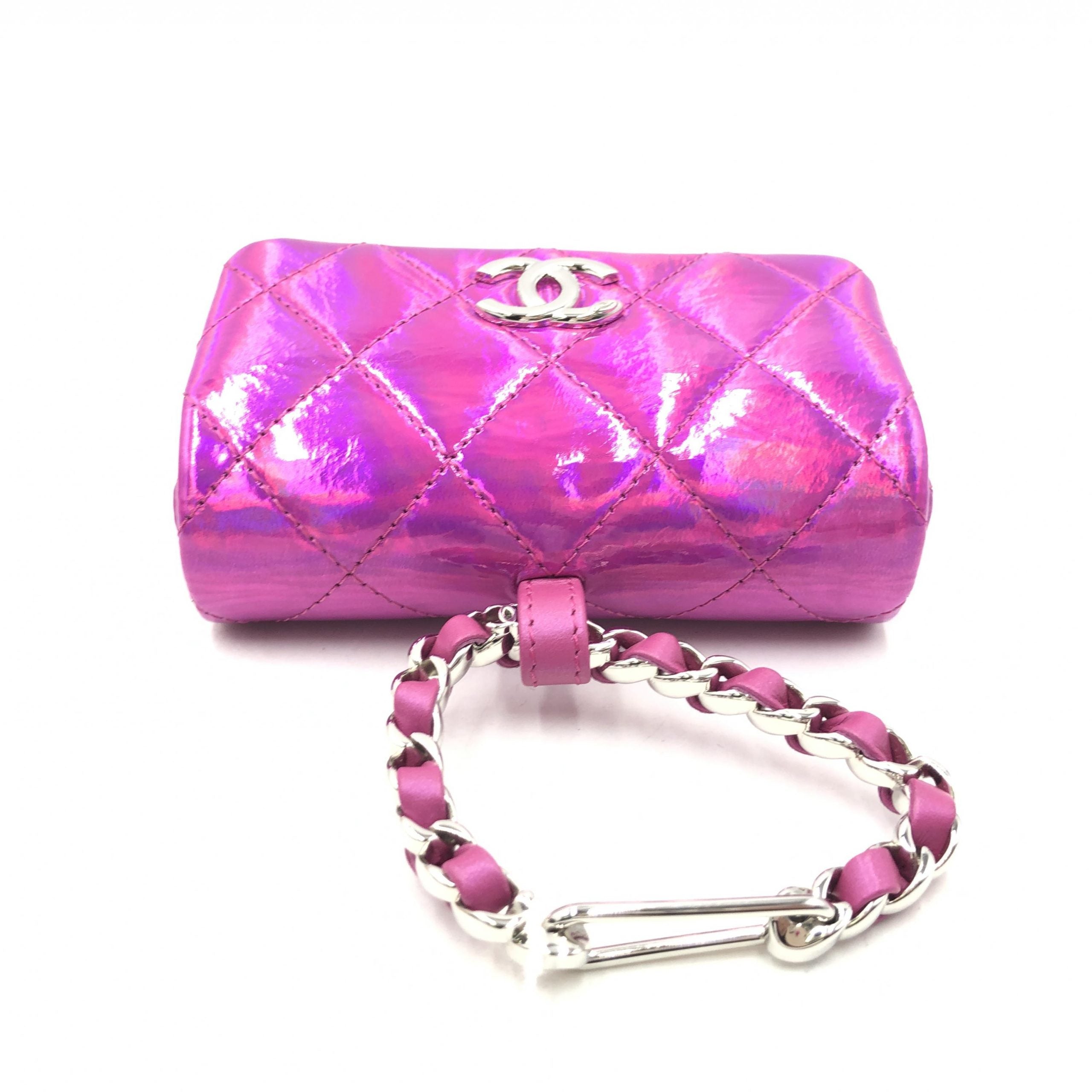 Chanel Iridescent Pink Quilted Leather Pouch Chanel