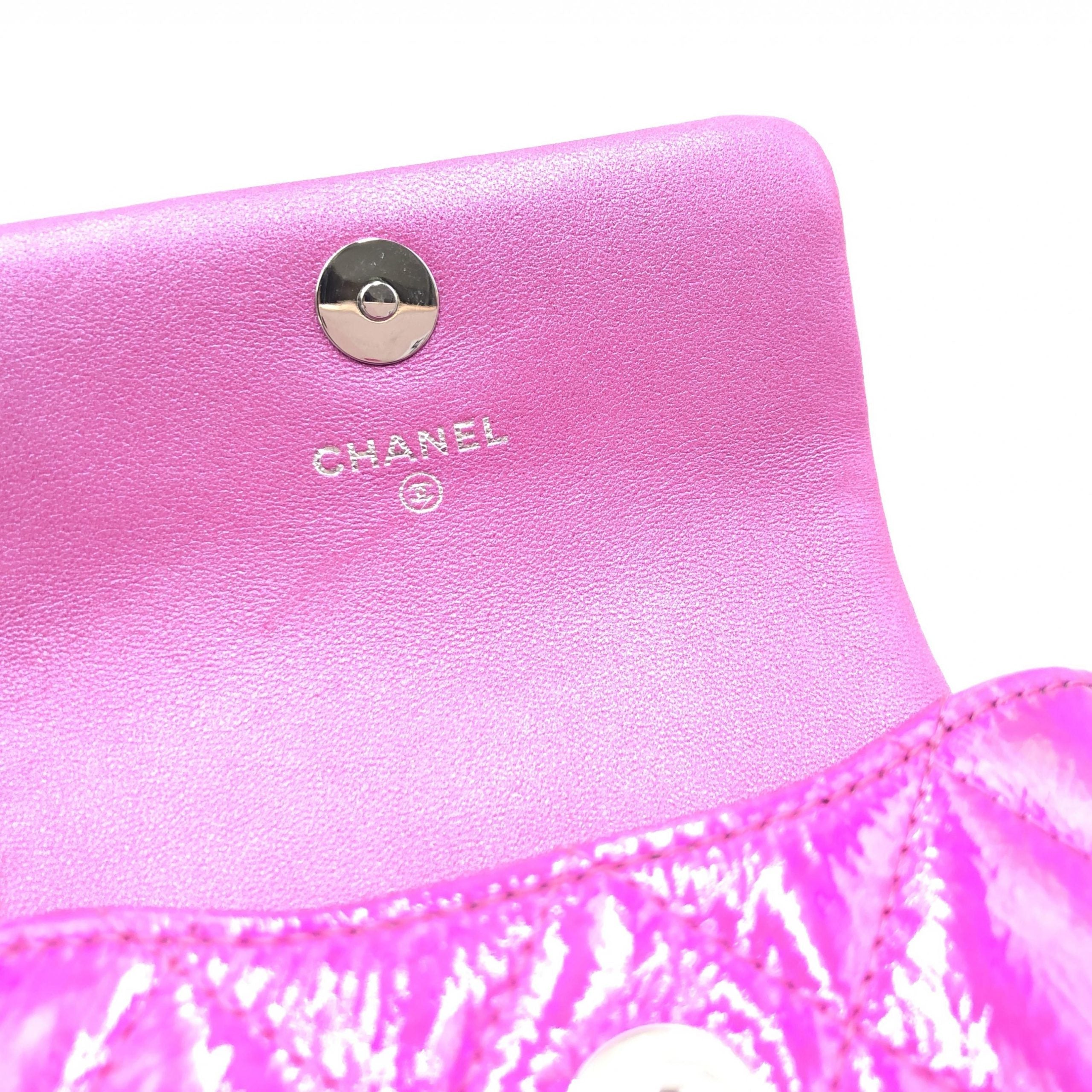Chanel Iridescent Pink Quilted Leather Pouch Chanel