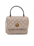 Versace Taupe Quilted Leather Handbag Versace