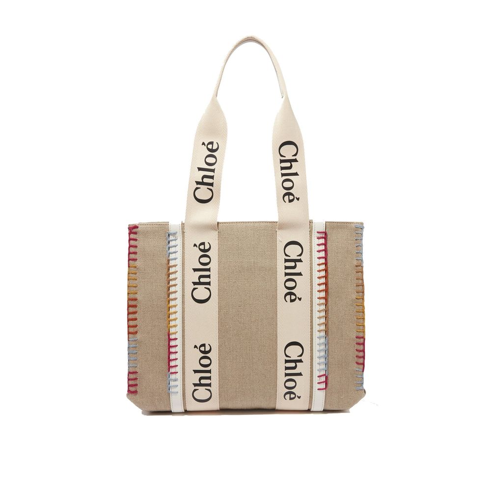Chloé Beige Linen Tote Bag Chloé