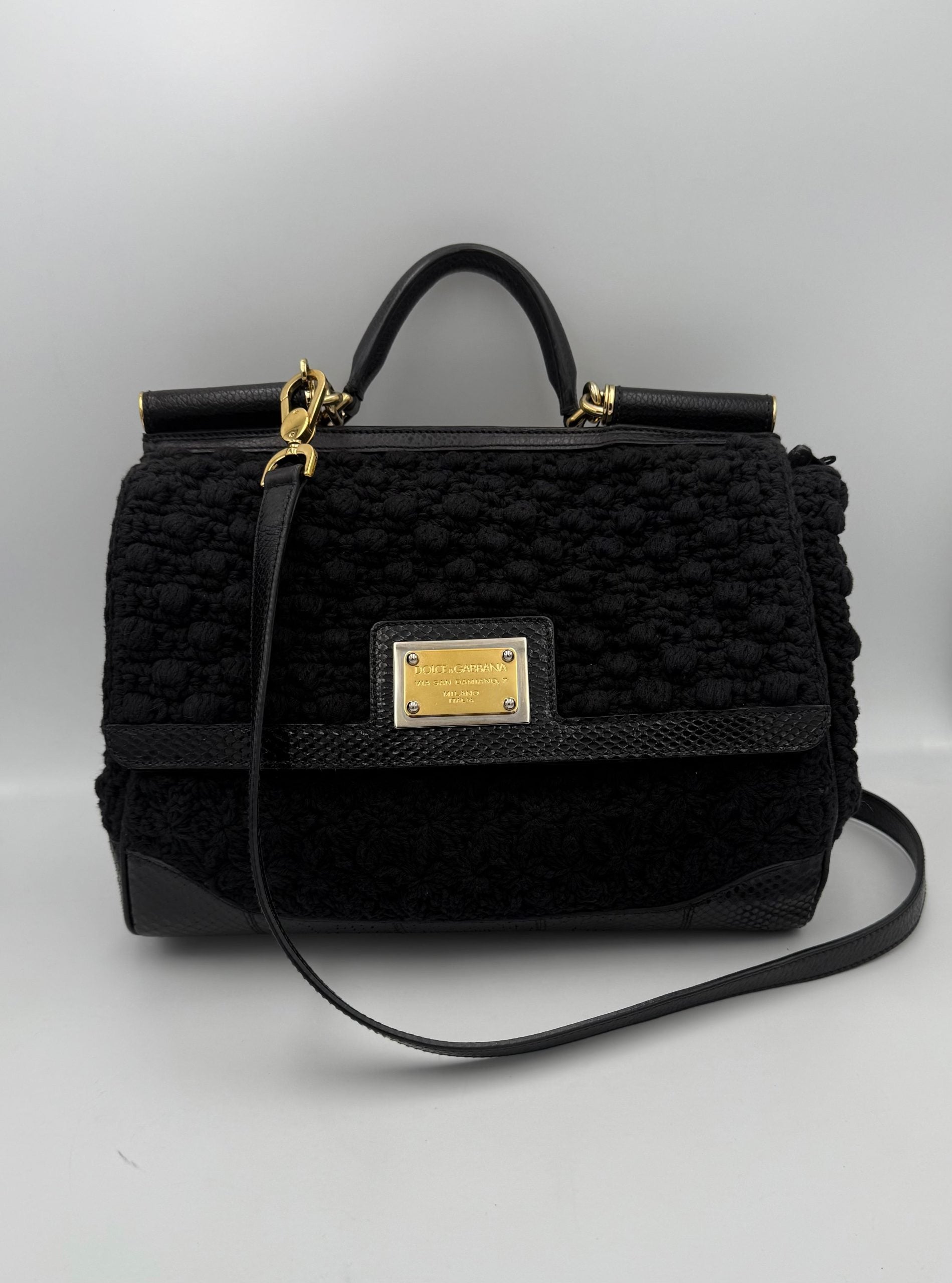 Dolce & Gabbana DOLCE & GABBANA Sicily Python and Macramé Handbag Dolce & Gabbana